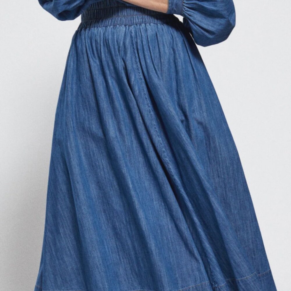 Suzie Kondi Denim Midi Skirt in Medium